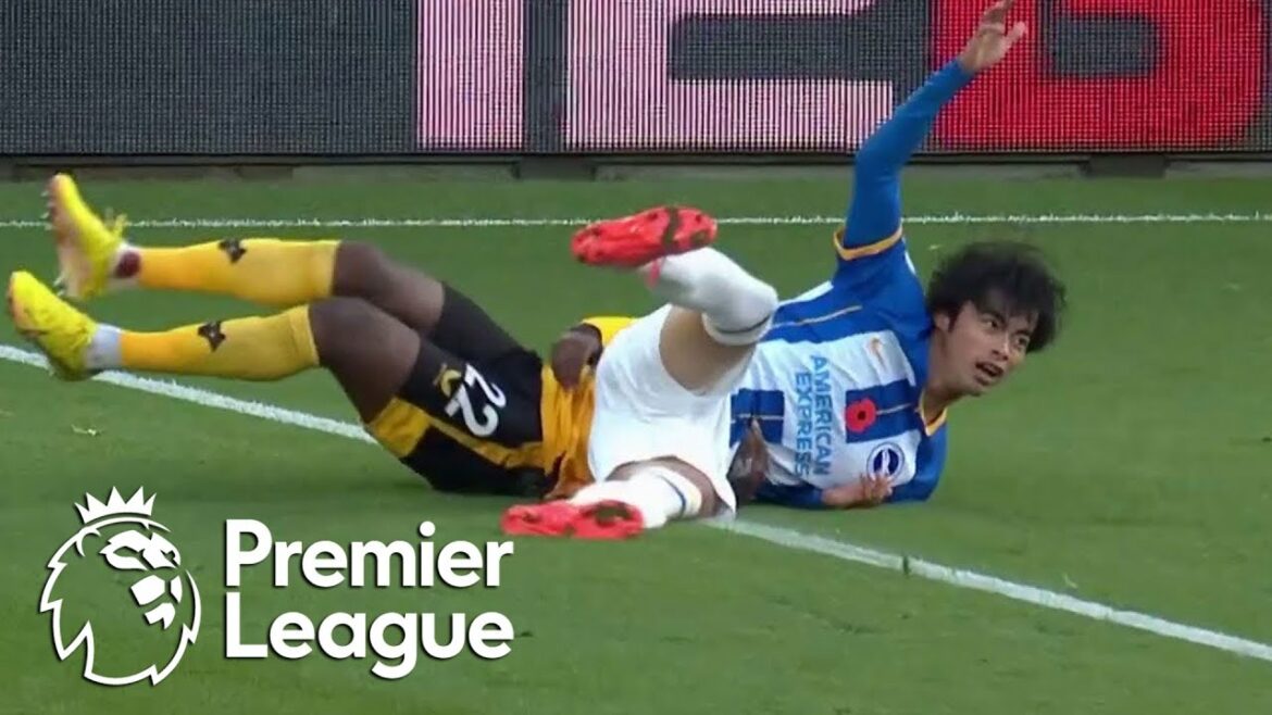 Nelson Semedo reçoit un carton rouge pour tacle de rugby sur Kaoru Mitoma |  Premier League |  NBC Sports