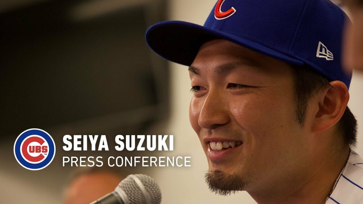 Conférence de presse du nouveau voltigeur des Cubs Seiya Suzuki
