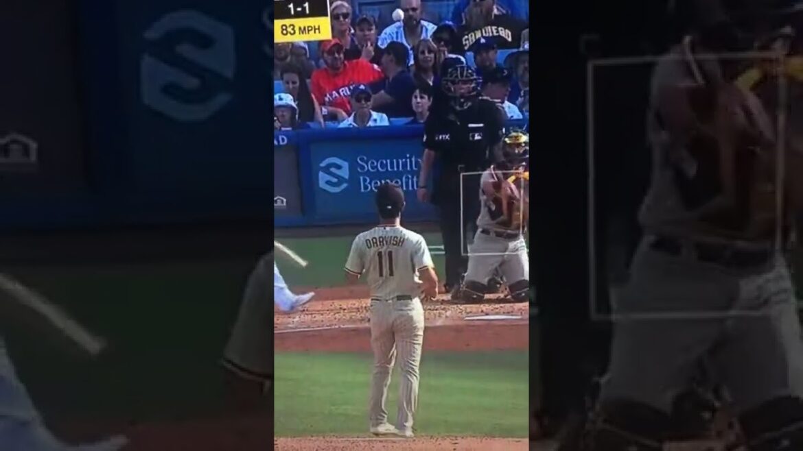 Yu Darvish avec une frappe à Cody Bellinger qui s'appelait une balle.  Dodgers de Los AngelesSan Diego