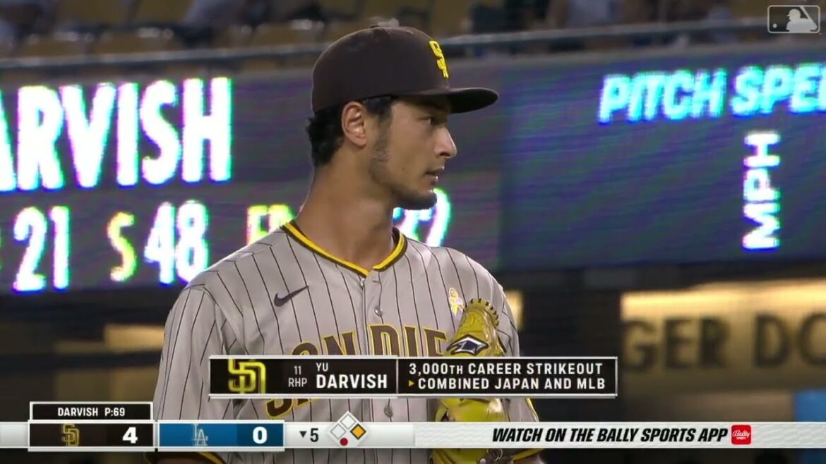 Yu Darvish remporte la 12e victoire contre les Dodgers les plus forts du corps sans aucun point en 7e manche ! Atteint 3 000 retraits au bâton au Japon et aux États-Unis !