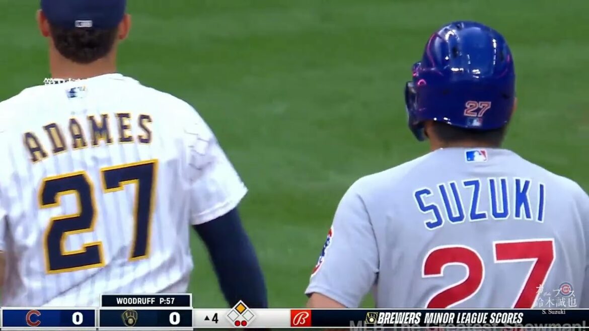[Seiya Suzuki]Suzuki qui est espiègle par l'arrêt-court des Brewers Adames w!  ! Deux doublés pour la première fois après un transfert majeur !  !