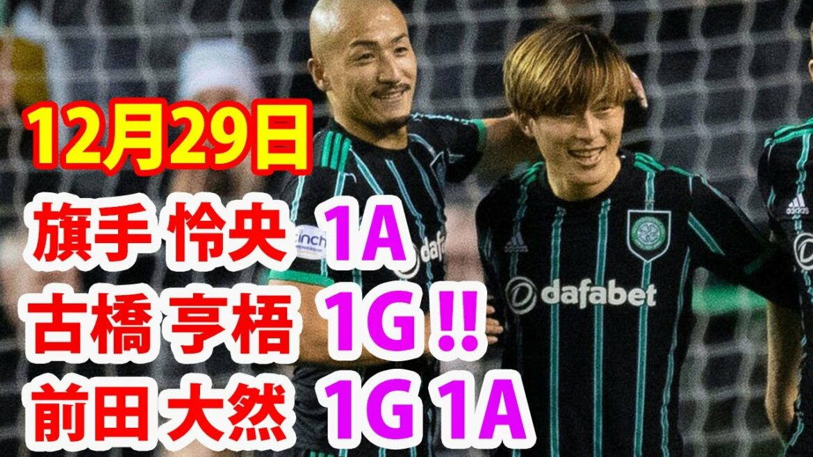 29 décembre[Leo Hatate, Kyogo Furuhashi, Daizen Maeda Highlights]Daizen Maeda a marqué son cinquième but de la saison avec un super but !Kyogo Furuhashi remporte 3 matchs de suite, le Celtic remporte sa 12e victoire consécutive en championnat