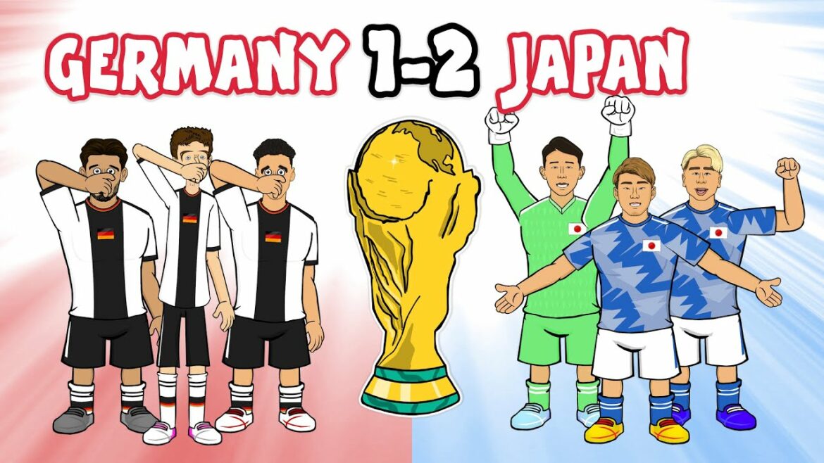 LE JAPON BAT L'ALLEMAGNE !  Le dessin animé (1-2 buts parodiques de la Coupe du monde 2022 met en évidence Doan Asano)