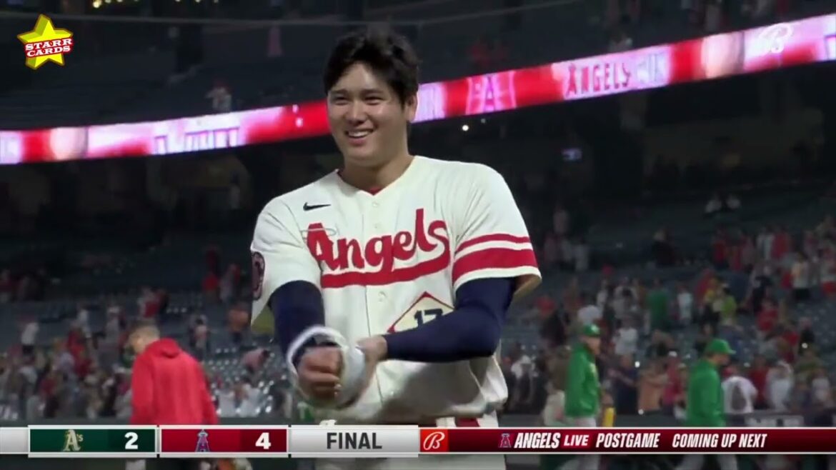 Shotime légendaire: Shohei Ohtani prend un bain Gatorade lors d'une interview après un flirt sans coup sûr