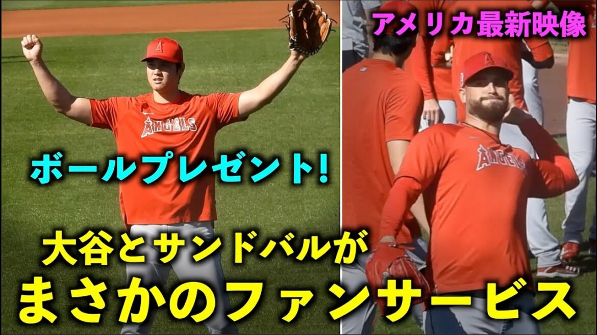 La dernière vidéo américaine ! Shohei Otani et Sandoval offrent un fan service après avoir joué au catch ![Images locales]Camp de printemps 2023