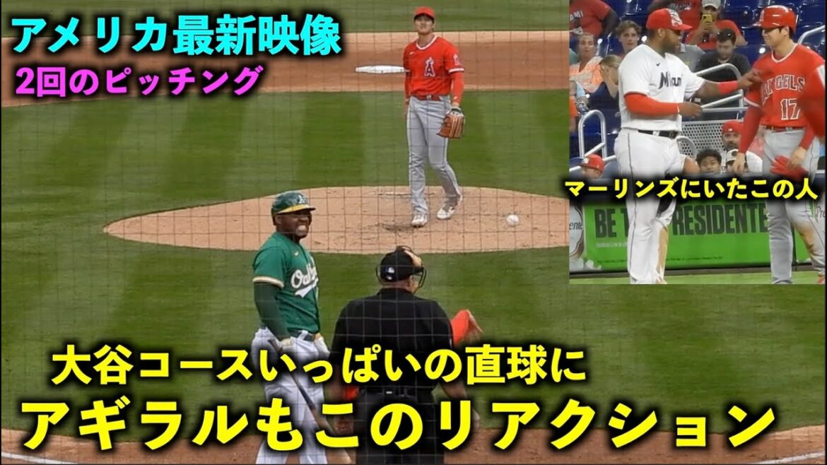 [Dernière vidéo de l'Amérique]Un sentiment de stabilité ! La balle rapide de dernière minute de Shohei Ohtani et la réaction d'Aguilar ! Camp de printemps 2023[Vidéo locale]