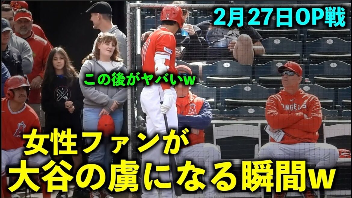 Le moment où une fan regarde Shohei Otani et devient captivée par le Spring Camp 2023[vidéo locale]