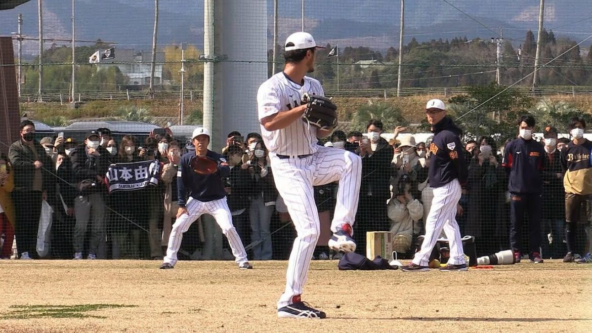 Yu Darvish lance une série de boules courbes pointues devant les fans ! Samurai Japan Miyazaki training camp WBC2023 Yu Darvish