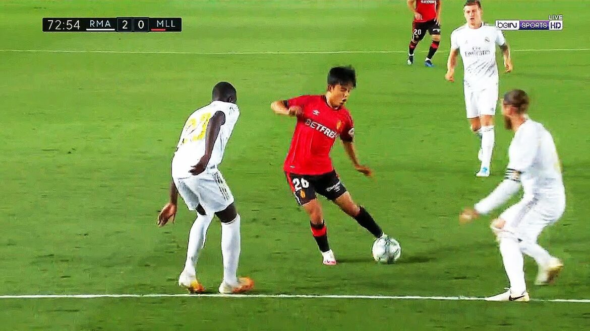 Takefusa Kubo DRIBBLE devant le Real Madrid