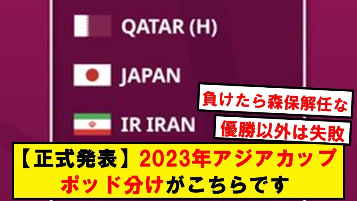 Annonce officielle de la division des pods de la Coupe d'Asie !!