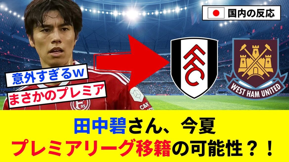 [Breaking news]Aoi Tanaka, défi en Premier League ?  ![2ch réaction/football]