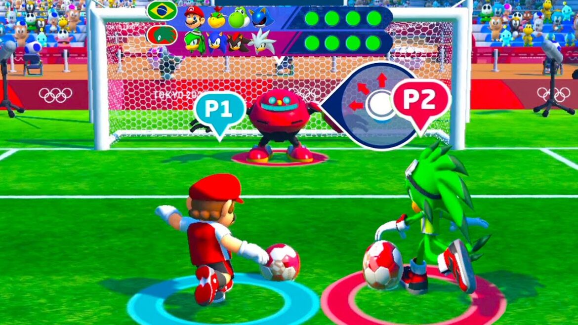 Mario and sonic at the Olympic games 2020 Football 2 Player Team Mario vs Team Jet ( Jinnagaming )