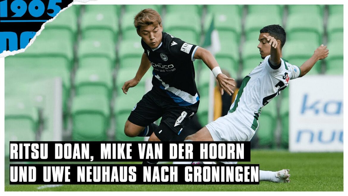 Mike van der Hoorn, Ritsu Doan et Uwe Neuhaus pour le match amical au FC Groningen Mike van der Hoorn, Ritsu Doan et Uwe Neuhaus pour le match amical au FC Groningen