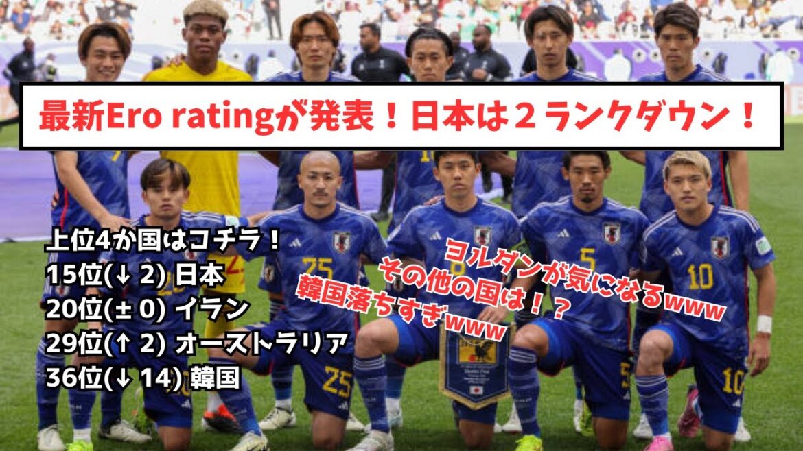 [Dernier]L'équipe nationale du Japon perd 2 rangs avec la dernière note Elo ! Quelles sont les tendances des pays participants à la Coupe d’Asie ?  ?