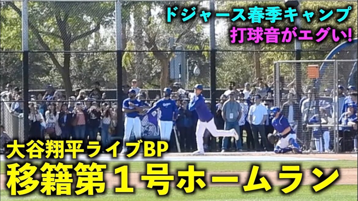 Le son de frappe est trop dur ! Premier coup de circuit du transfert de Shohei Otani sur BP en direct ![Images locales]Entraînement de printemps des Dodgers 2024[Entraînement de printemps]