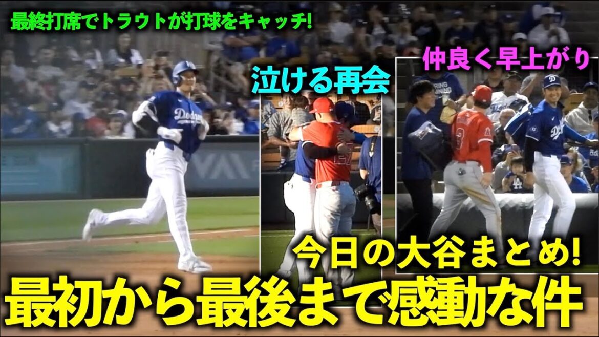 Le résumé Otani du jour ! Cela a commencé par des retrouvailles touchantes, et lors de la dernière présence au bâton, Trout a attrapé la balle frappée d'Otani ! Au final, je suis rentré chez moi en bons termes avec Ward ![Images locales]Match d'ouverture des Dodgers contre les Angels du 6 mars