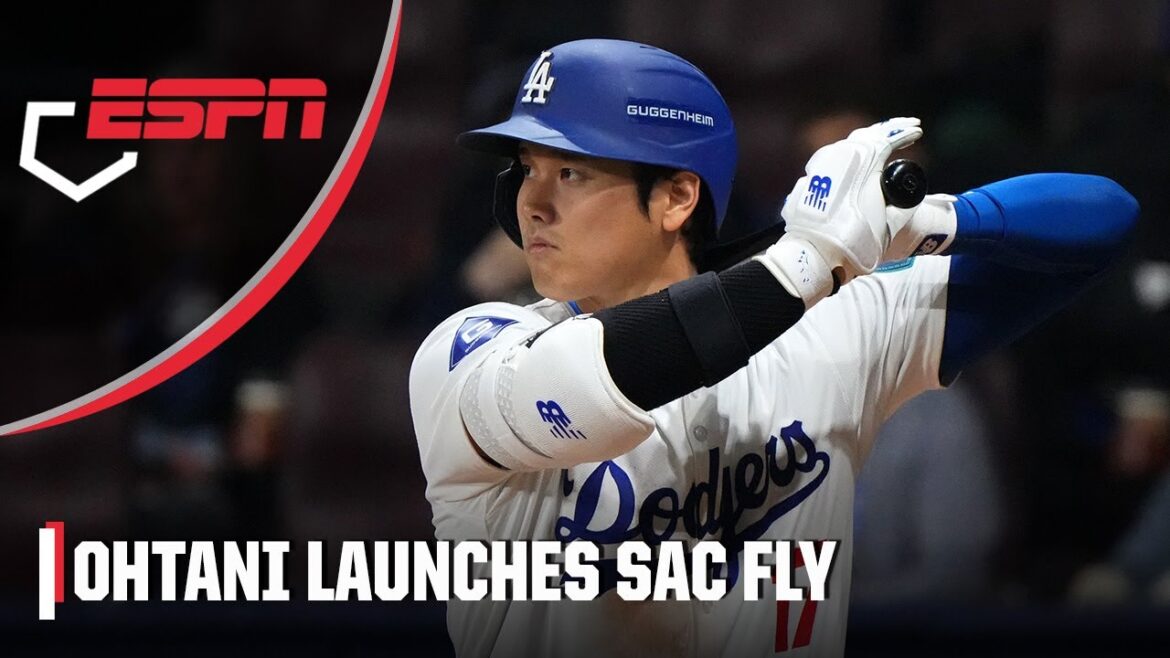 Shohei Ohtani LANCE une mouche sacrificielle vers le champ droit PROFONDE ⚾ |  MLB sur ESPN