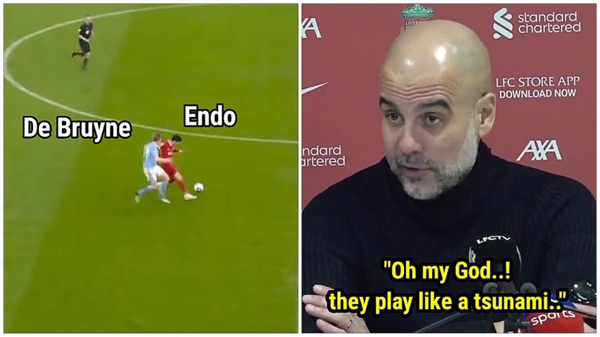 La réaction de Pep Guardiola face à Endo et Mac Allister empochant Kevin De Bruyne 😅 La réaction de Pep Guardiola face à Endo et Mac Allister empochant Kevin De Bruyne 😅