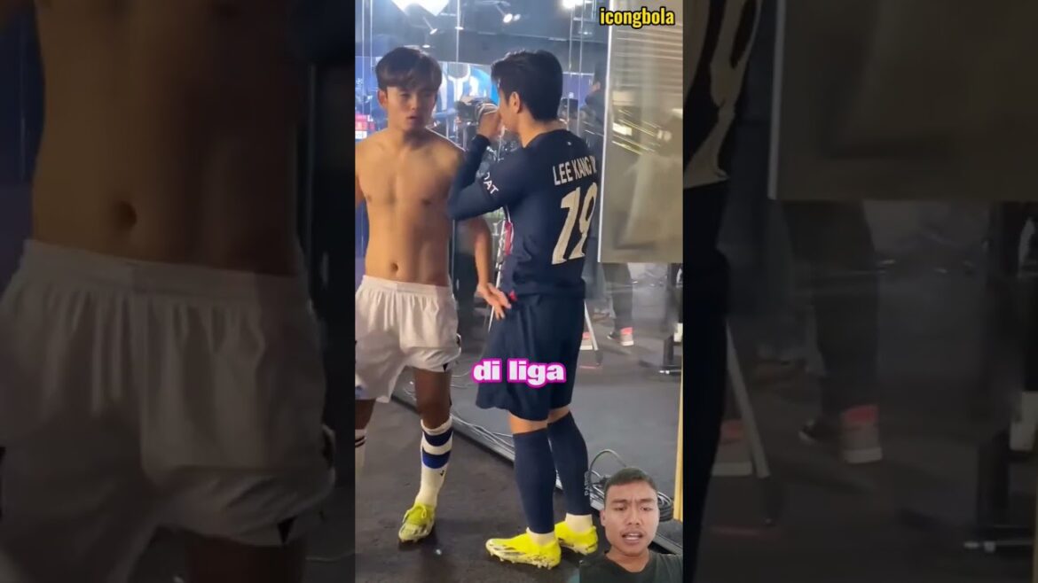 MOMEN LEE KANG EN JERSEY DAN TAKEFUSA KUBO BERTUKAR #shorts #leekangin #takefusakubo #psgvssociedad
