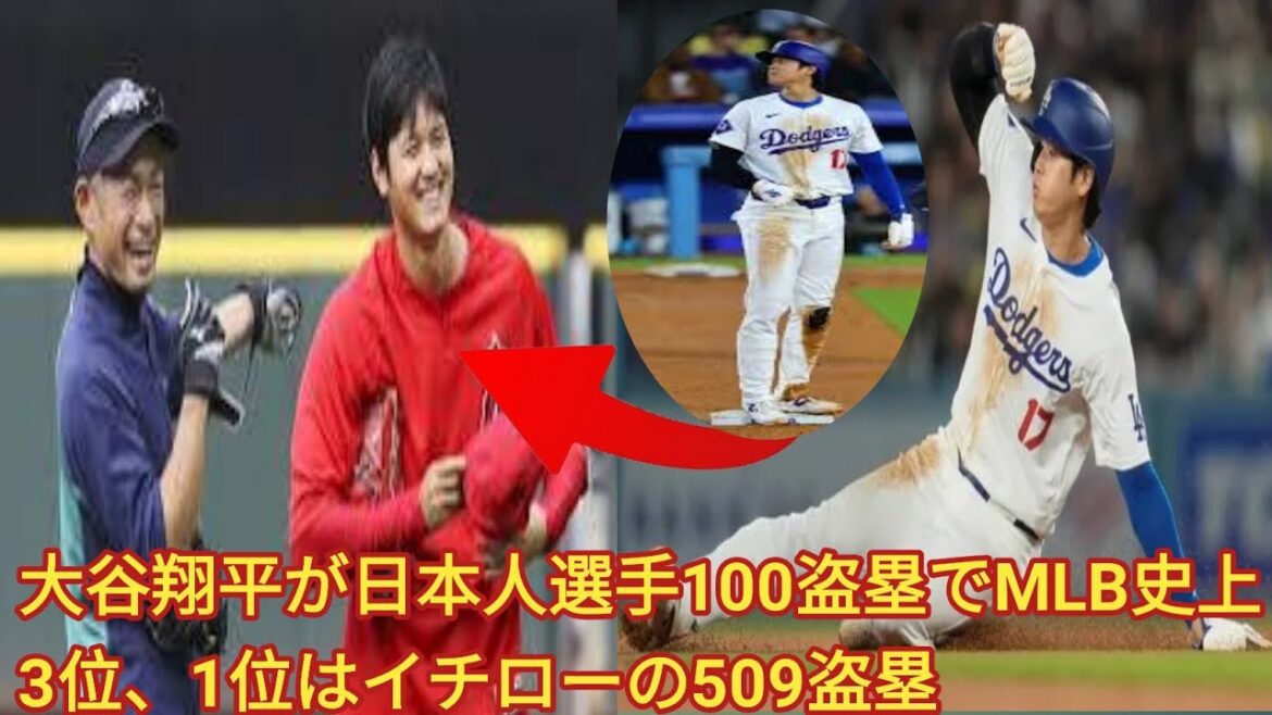 Shohei Ohtani se classe 3e parmi les Japonais de tous les temps en MLB avec 100 bases volées. Ichiro se classe premier avec 509 bases volées. Shohei Ohtani avec 100 bases volées.