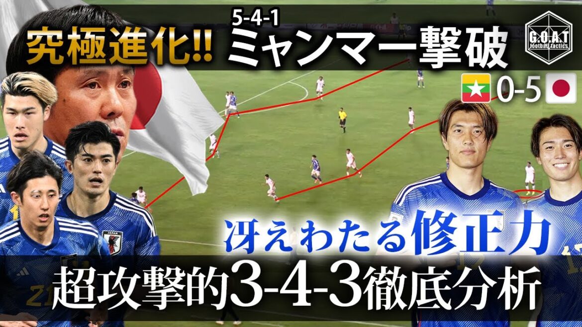 [Analyse tactique]Japon VS Myanmar, système complet visible, 343 super agressif et explication approfondie des modifications appropriées