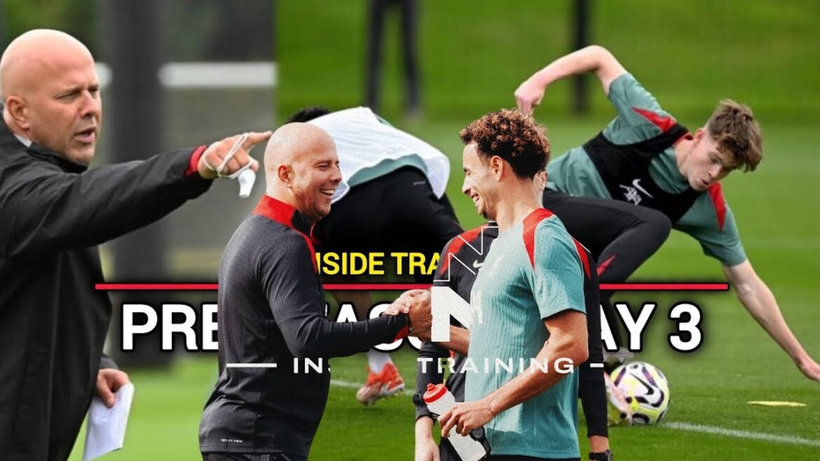 ✅Entraînement de Liverpool ✅Arne Slot dirige l'entraînement d'équipe, à haute intensité, pour les matchs amicaux de pré-saison