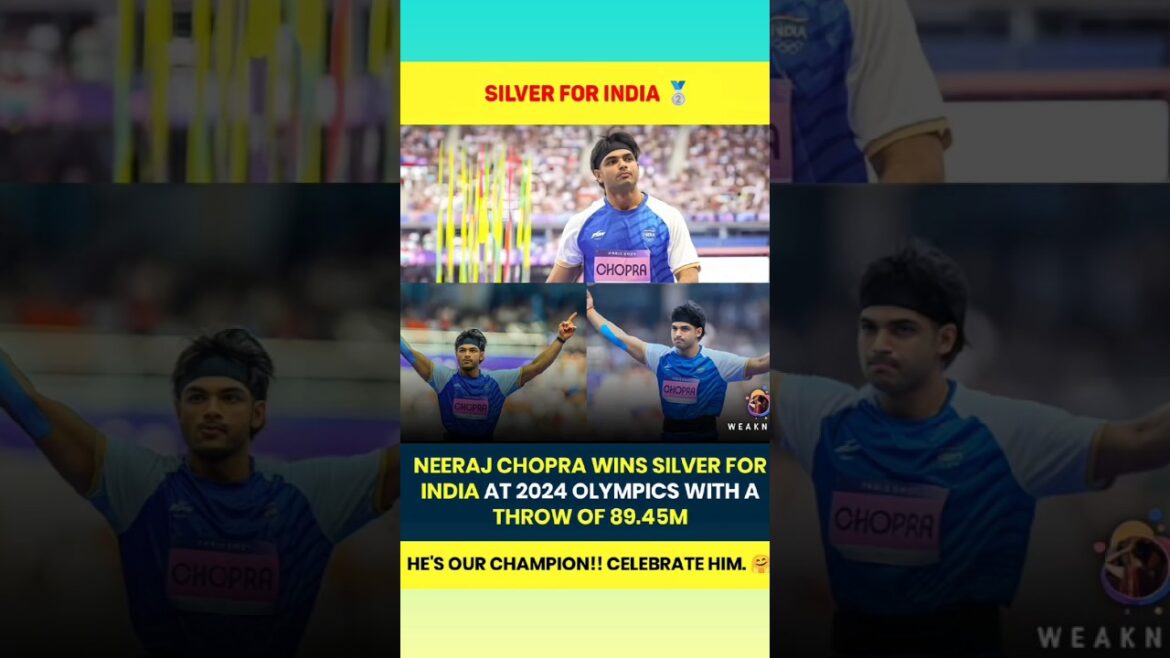 Niraj Chopra remporte la médaille d'argent 🥈🥈 aux Jeux Olympiques de Paris 2024🥰🥰 #shorts#viralshorts#olympics