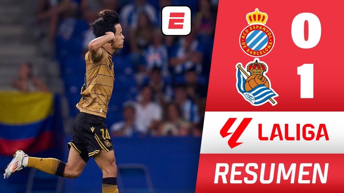 LA REAL SOCIEDAD A GAGNÉ avec un GRAND BUT de KUBO 1-0 contre l'Espanyol. A remporté la première victoire de la saison | La Ligue