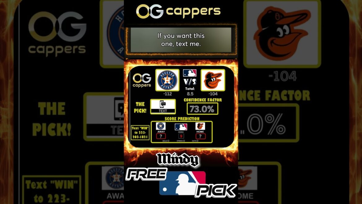 Astros vs Orioles MLB Picks & Predictions pour aujourd'hui dimanche 25/08/24 #ogcappers