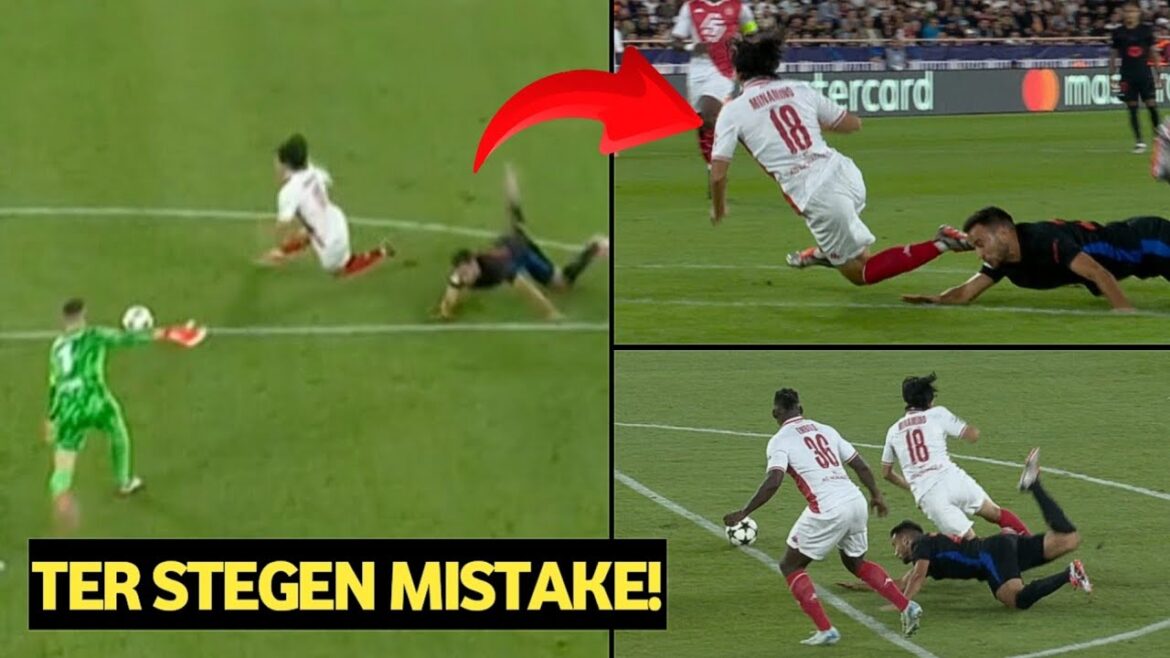 Eric García CARTON ROUGE POUR DÉFAUT SUR MINAMINO À CAUSE DE TER STEGAN ÉNORME ERREUR