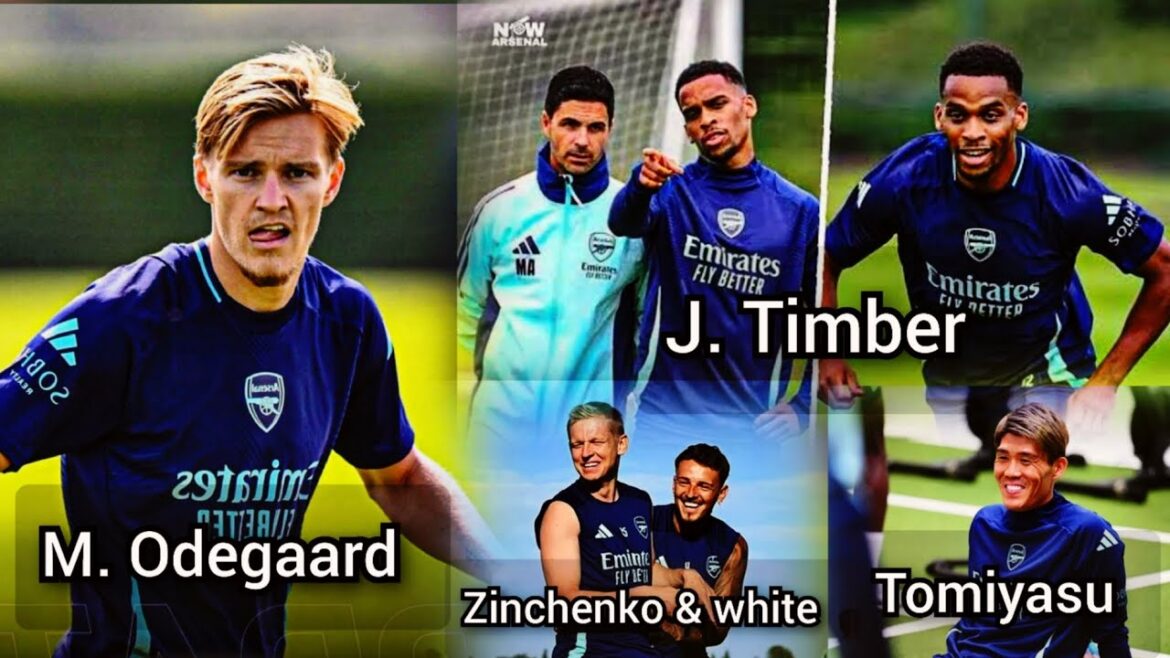 Images✅ Martin Ødegaard, Ben White, Takehiro Tomiyasu et Jurrien Timber sur le terrain d'entraînement