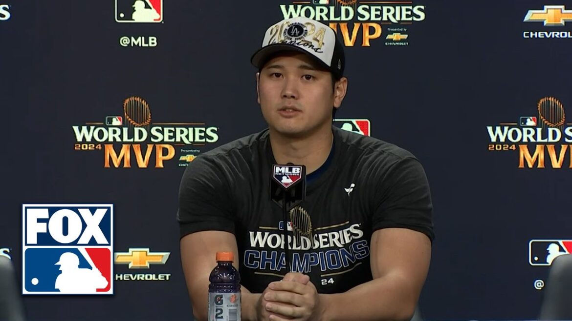 Conférence de presse d'après-match de Shohei Ohtani après la victoire des Dodgers aux World Series 2024 | MLB sur FOX