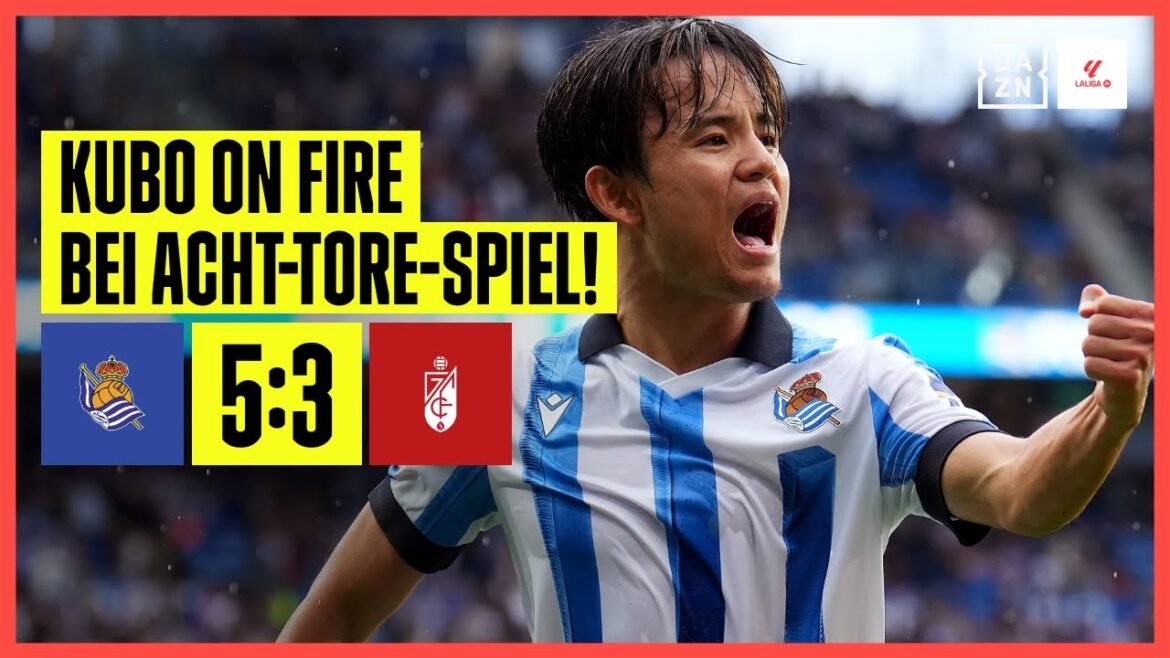 Kubo avec un doublé dans un spectacle de huit buts : Real Sociedad - Grenade 5:3 | Liga | Points forts de DAZN