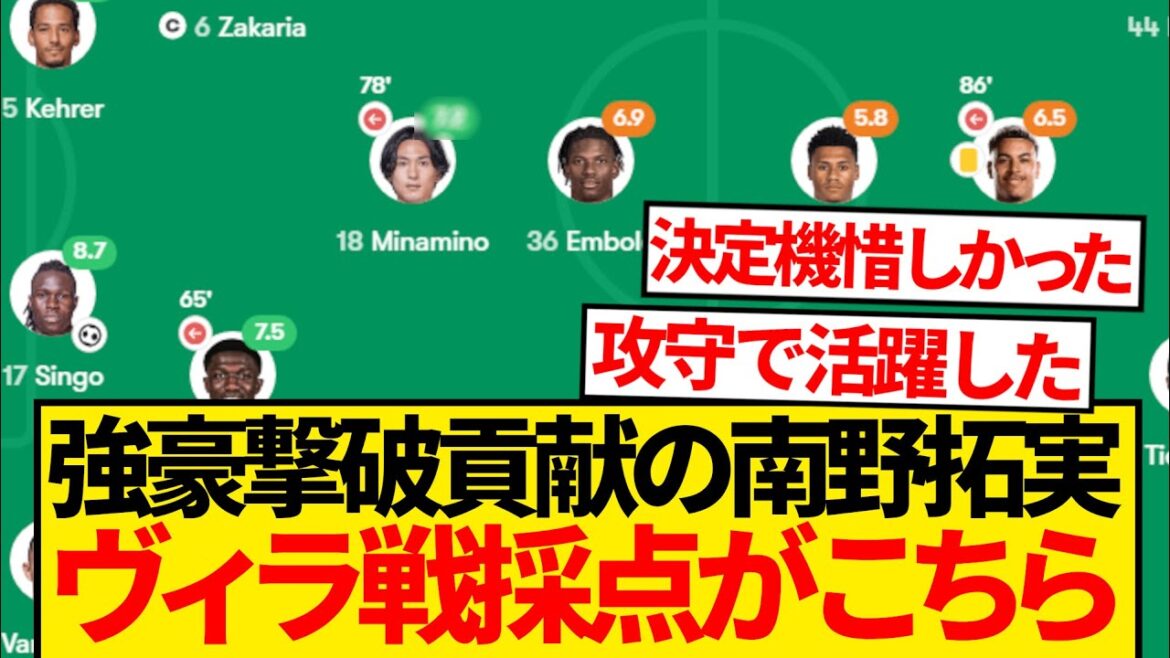 [Dynamique]Takumi Minamino, titulaire pour la première fois en 4 matchs de LDC, voici le score contre Villa qui a contribué à la victoire ! ! ! !