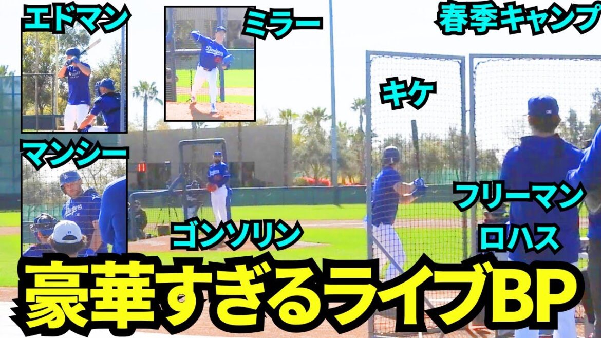 Un magnifique Dodgers en direct BP avec Freeman, Muncie, Kique, Rojas et Edman! ! Le lanceur et Gonsorin, Miller et Robleski[séquences locales]Formation de printemps le 16 février 2025