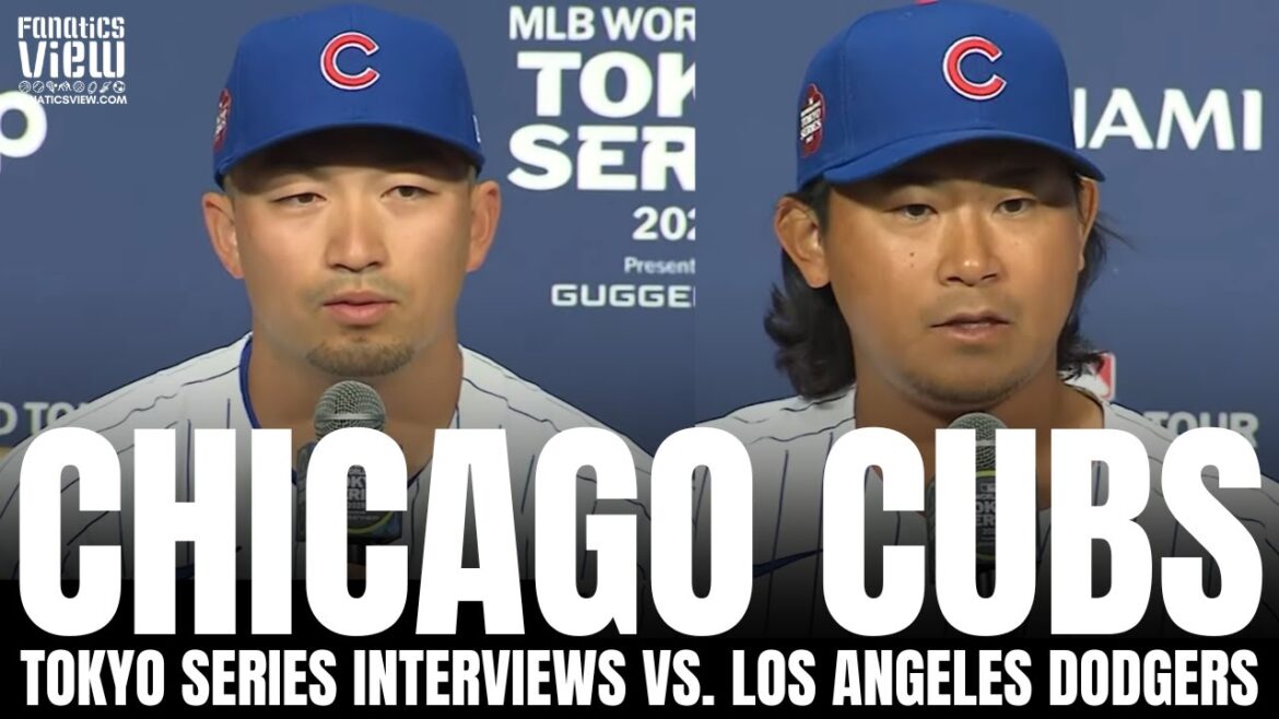 Shota Imanaga et Seiya Suzuki discutent face à Shohei Ohtani, Chicago Cubs Vs. Les Dodgers à Tokyo