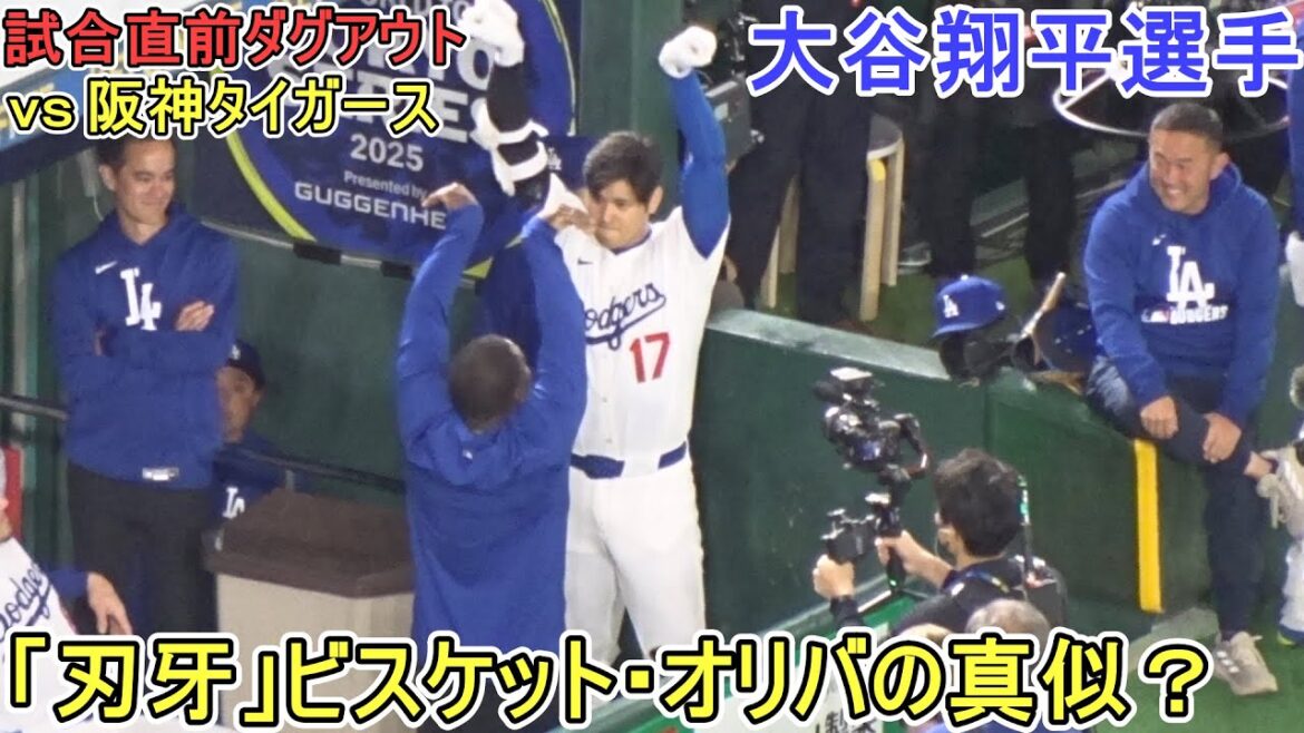 Réchauffez-vous et pirogue juste avant le match - Biscuit Oliva? ~[Otani Shohei]contre Hanshin Tigers ~ Game d'exposition ~ Shohei Ohtani vs Hanshin Tigers 2025