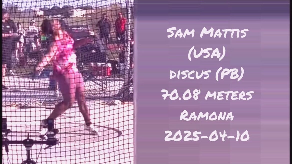 Sam Mattis (USA) Discus (PB) 70,08 mètres Ramona (Oklahoma) 2025-04-10.