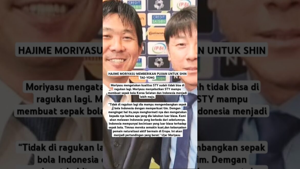 Hajime Moriyasu fait des éloges pour Shin Tae-Yong #shorts #short