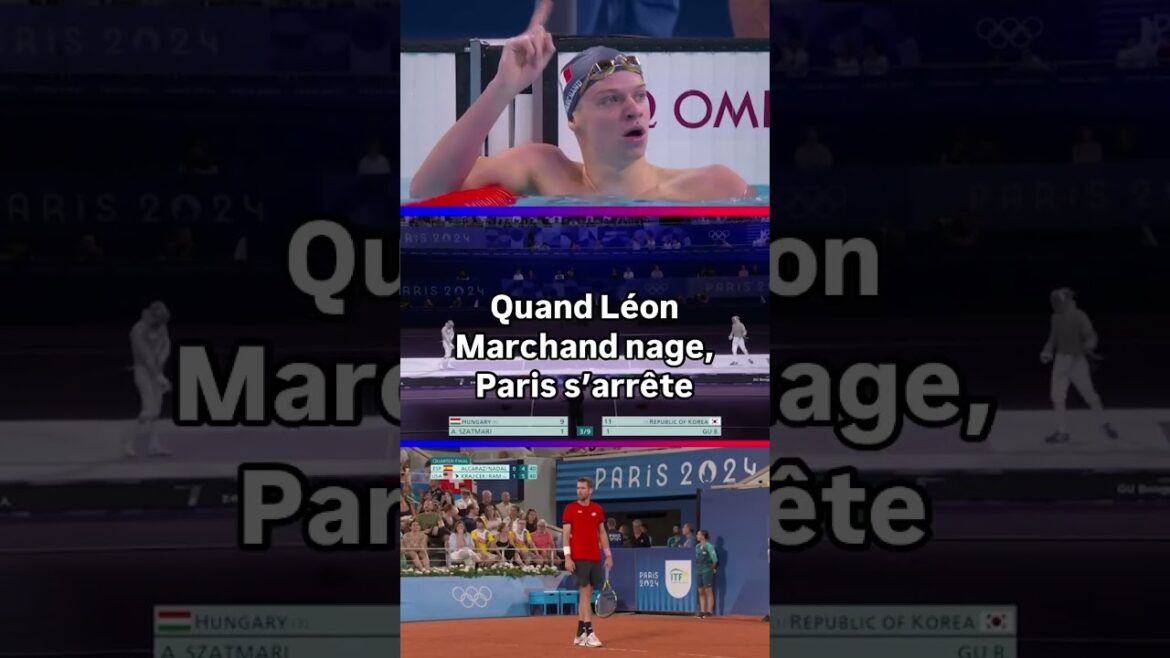 🤫 Quand Léon Marchand nage, Paris s’arrête ... #olympics2024 #olympics #paris2024