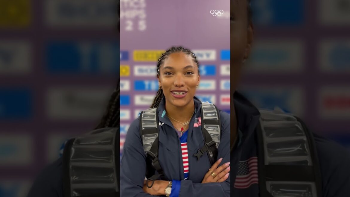 Tara Davis-Woodhall est de retour à Tokyo. 🥹 Même stade mais avec de nouveaux objectifs. #Worldathleticschamps