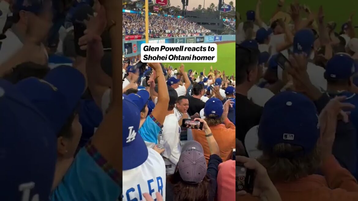 La réaction de Glen Powell aux RH de Shohei Ohtani 🤘👏 #ladodgers #mlb #worldseries