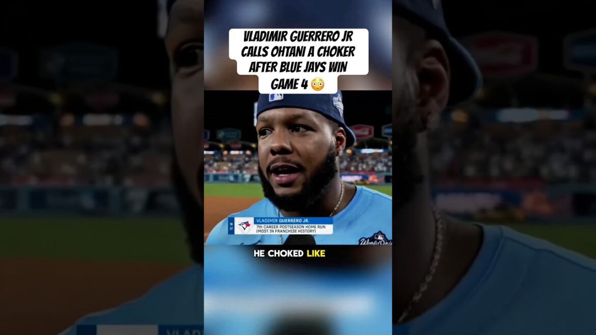 Vladimir Guerrero Jr. qualifie Shohei Ohtani de CHOKER après la victoire des Blue Jays dans le match 4 contre les Dodgers 😳 Vladimir Guerrero Jr. qualifie Shohei Ohtani de CHOKER après la victoire des Blue Jays dans le match 4 contre les Dodgers 😳