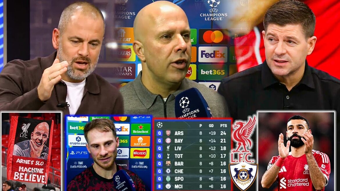 Liverpool vs Qarabag 6-0 Gerrard devient fou ! Arne Slot en feu en Ligue des champions — Réactions 🔥