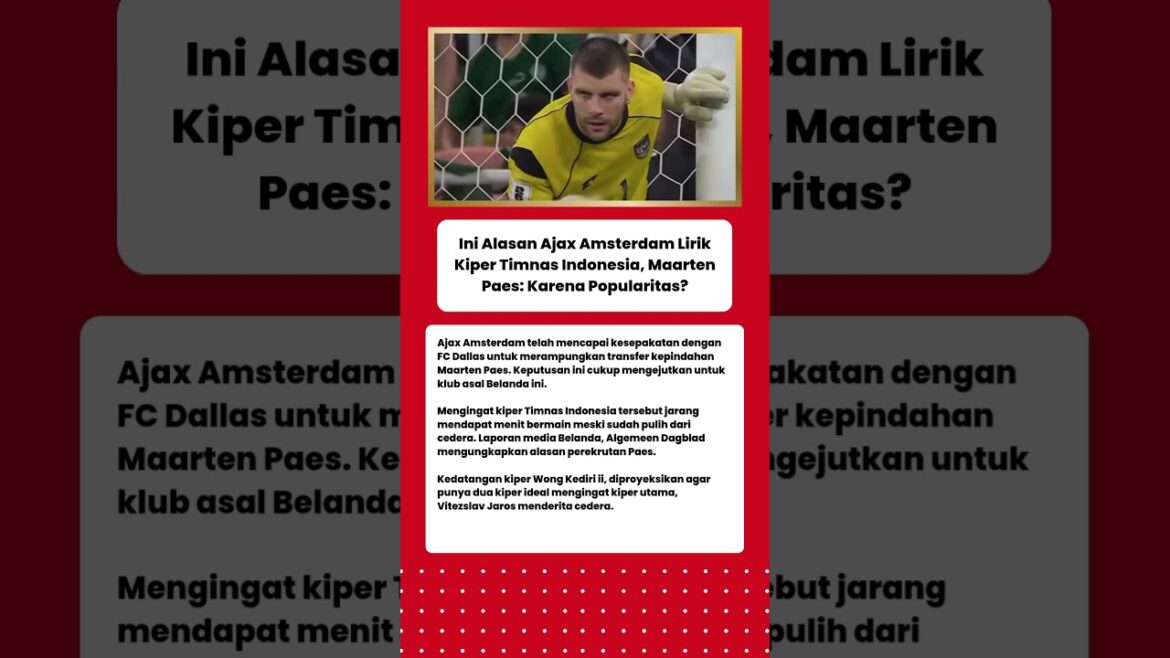 C’est la raison pour laquelle l’Ajax Amsterdam a recruté Maarten Paes C'est la raison pour laquelle l'Ajax Amsterdam a recruté Maarten Paes