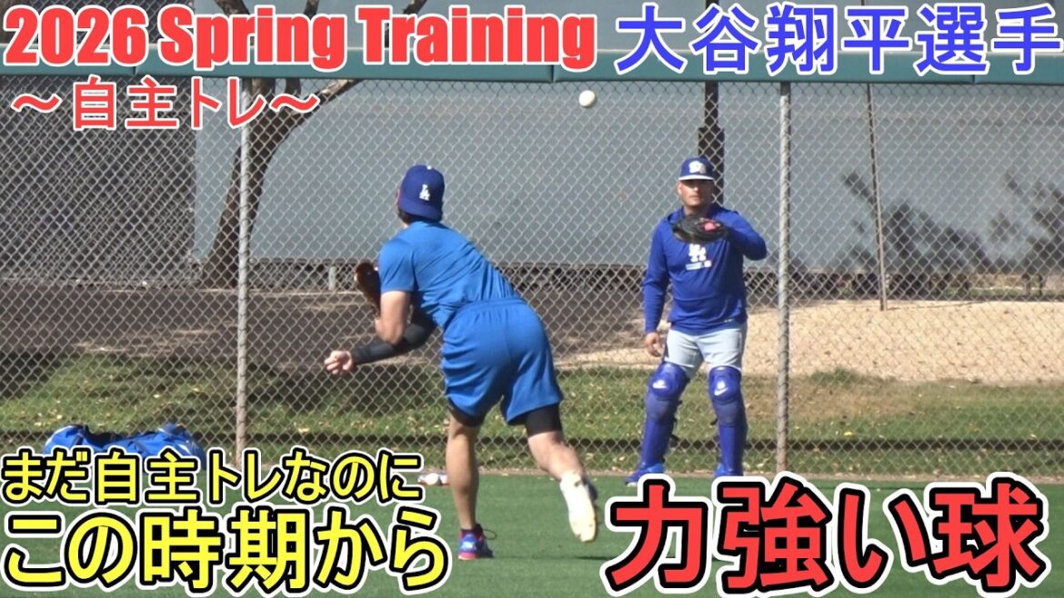 Prise puissante (photographiée de derrière là où le ballon est visible)[Shohei Ohtani]~ Entraînement indépendant ~ Shohei Ohtani Entraînement de printemps 2026