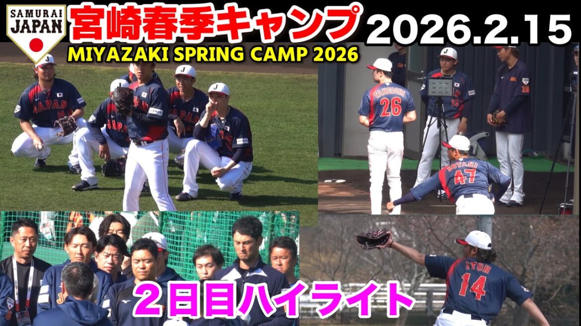 [SAMURAI JAPON]Points forts de la deuxième journée d'entraînement de printemps de Miyazaki - De superbes lanceurs entrent dans l'enclos des releveurs ! Darvish regarde aussi passionnément le Cachiball ! WBC SAMURAI JAPON Baseball Professionnel 2026.2.15