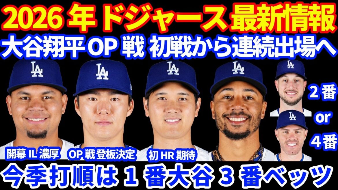 Dernières informations des Dodgers 2026 !! ️ Shohei Otani participera au jeu OP dès le premier match 💪 Yoshinobu Yamamoto devrait apparaître dans le 1er ou le 2ème match ⚾️ Graterol ouvre l'IL L'ordre des frappeurs de cette saison est le n°1 Otani n°3 Paris Ventes de billets WBC supplémentaires décidées