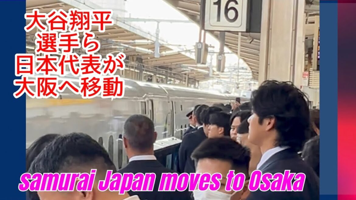 Les représentants de la WBC Japon, dont Shohei Otani, voyagent en Shinkansen de Nagoya à Osaka. J'ai immédiatement compris Shohei Otani parce que c'était une personne formidable, y compris la sécurité et les fans #wbc #Équipe nationale du Japon #Samurai Japan #Nagoya Station