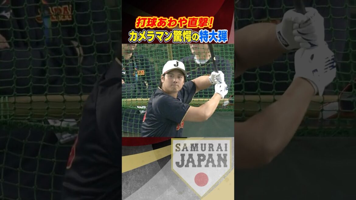 [La balle a presque touché directement ! ]La balle extra-large de Shohei Otani qui a surpris même le caméraman | Couverture avant le match en Corée | Classique mondiale de baseball (WBC) #shorts